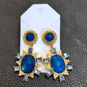 Dangle Earrings - Gold and Teal